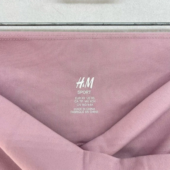 H&M Sports Shorts Womens Sz XS Pink High Waist Shorts Wrap Over Training Hottie - Picture 10 of 11